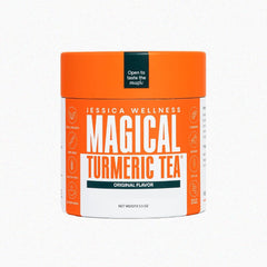Front view of JESSICA WELLNESS Turmeric Tea Original tin