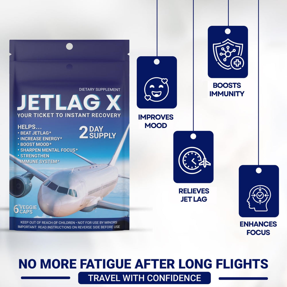 Bottle of JetLag X vegetable capsules