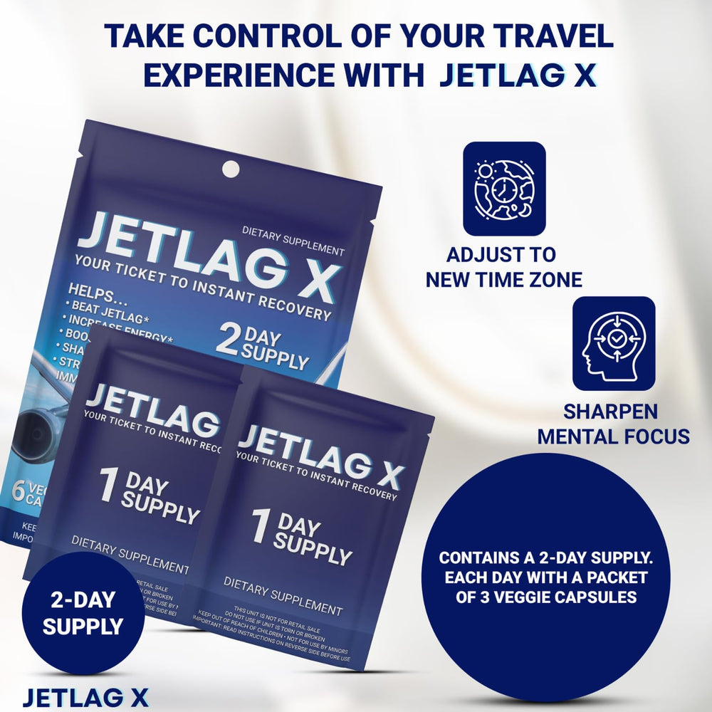 JetLag X daily packet for Day 1 with 3 capsules