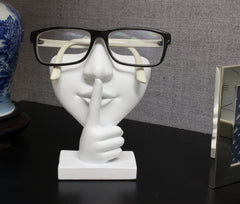 Artsy Face Eyeglass Holder Stand white sculpture with sculpted nose