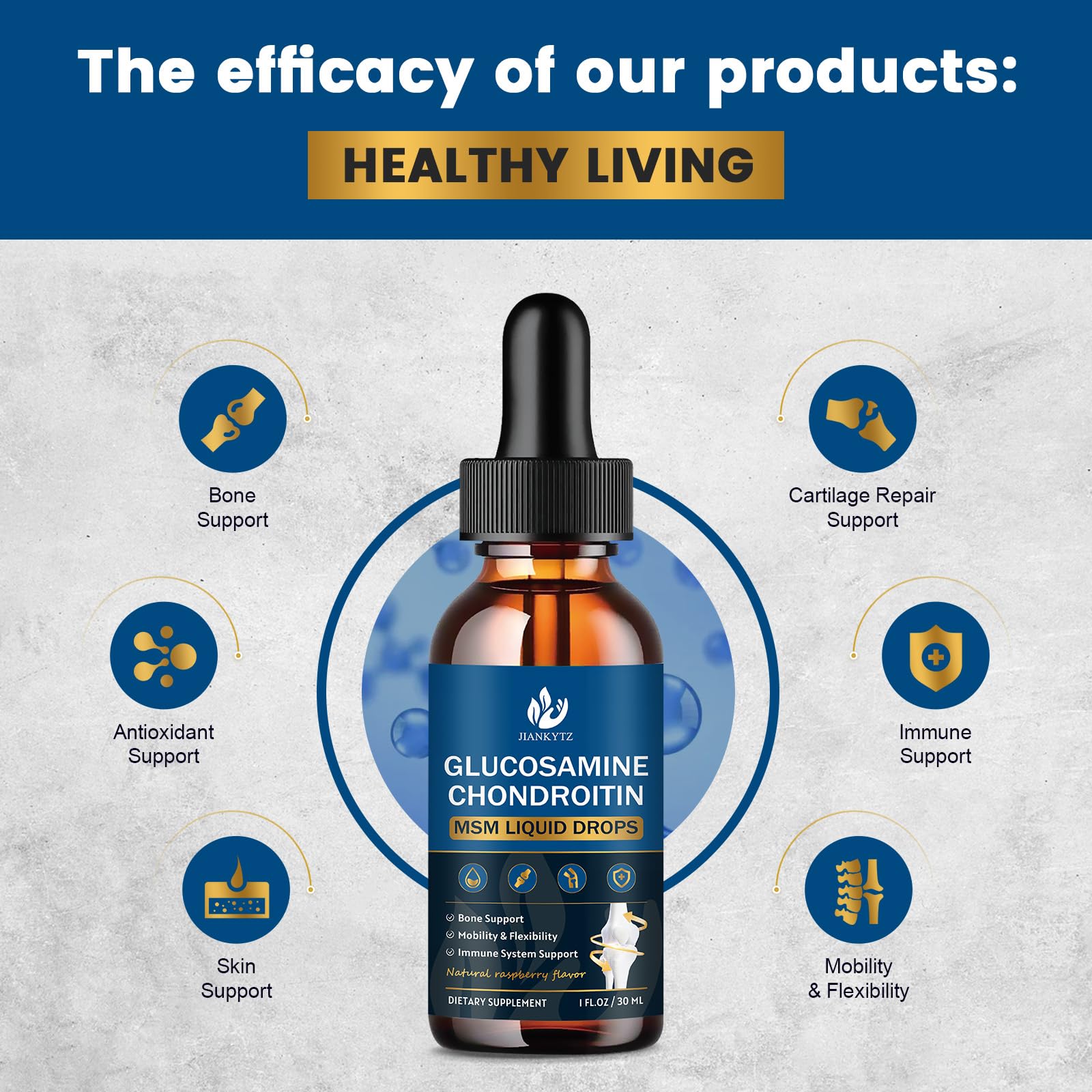 Illustration of the 11-in-1 formula ingredients for JIANKYTZ Drops