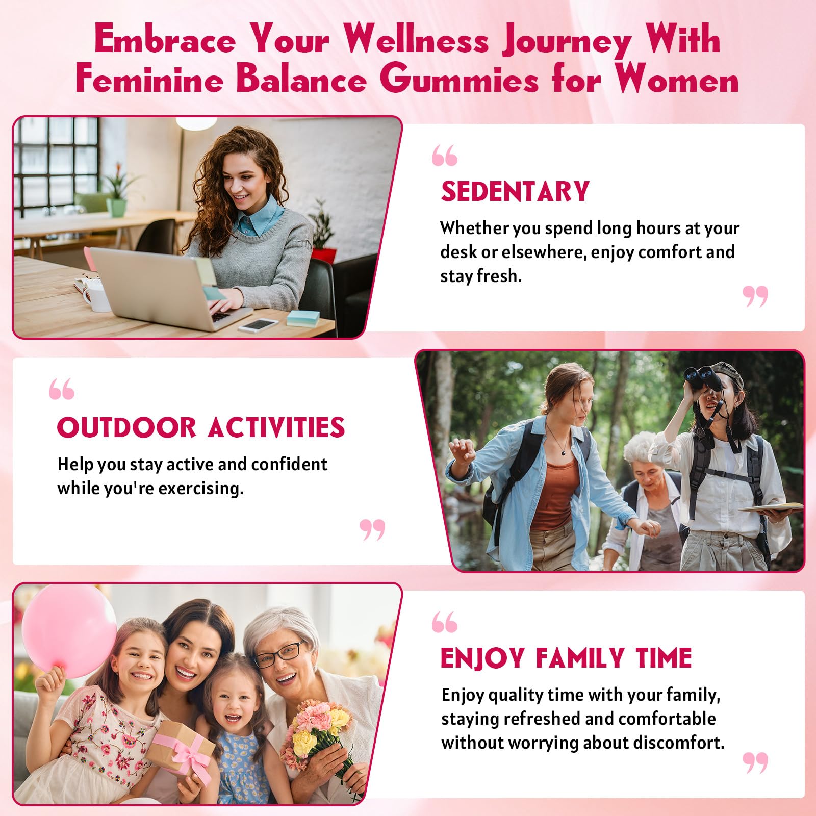 Cranberry-flavored feminine balance gummies close-up