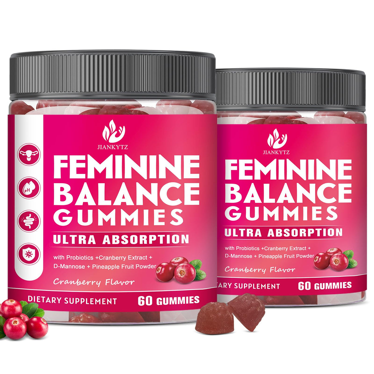 JIANKYTZ 2-pack Sugar-Free Feminine Balance Gummies front view