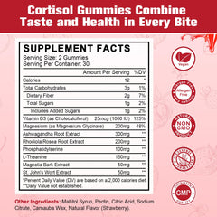 Cortisol gummies featuring Ashwagandha and Rhodiola root extracts