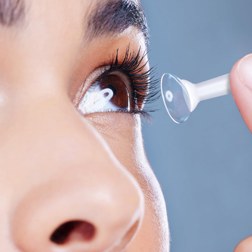 Travel-friendly storage bottle for contact lens plunger