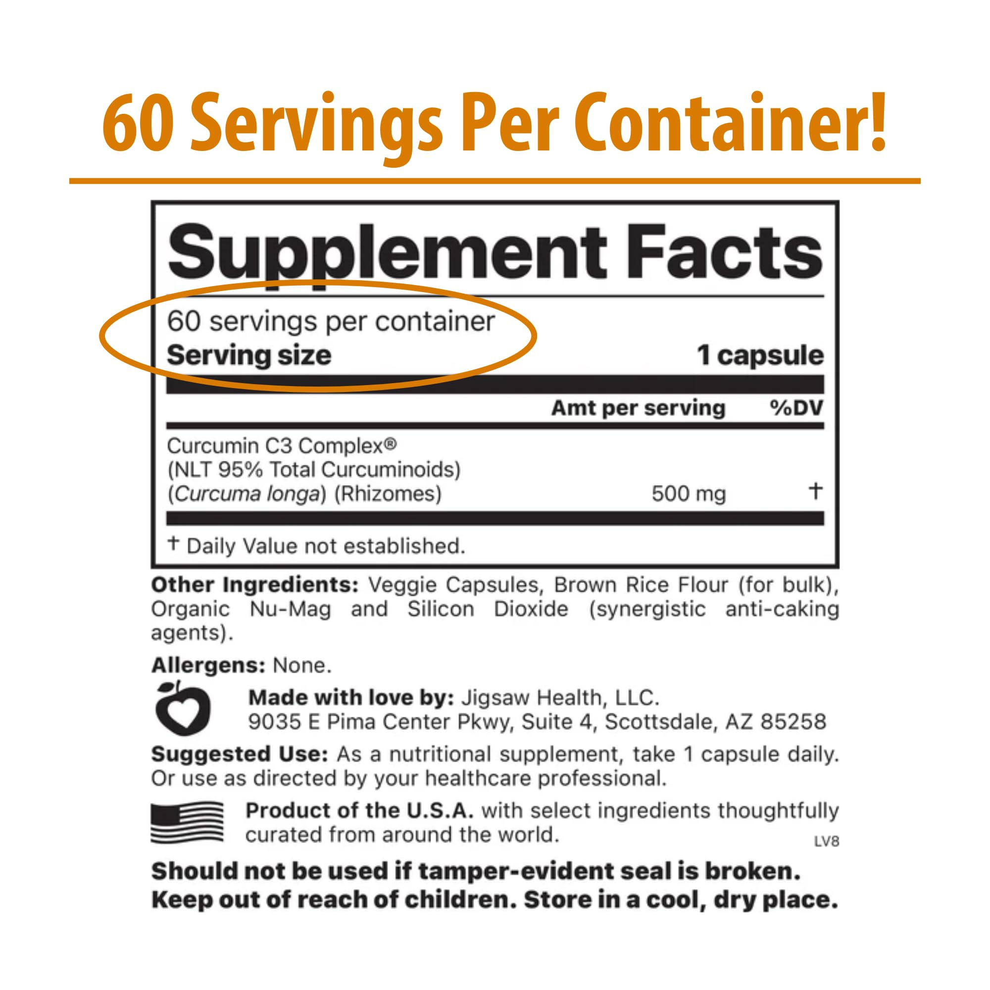 Side view of Jigsaw Health Curcumin C3 Complex bottle
