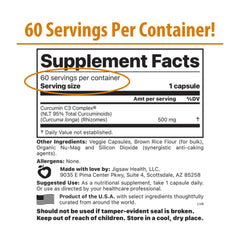 Side view of Jigsaw Health Curcumin C3 Complex bottle