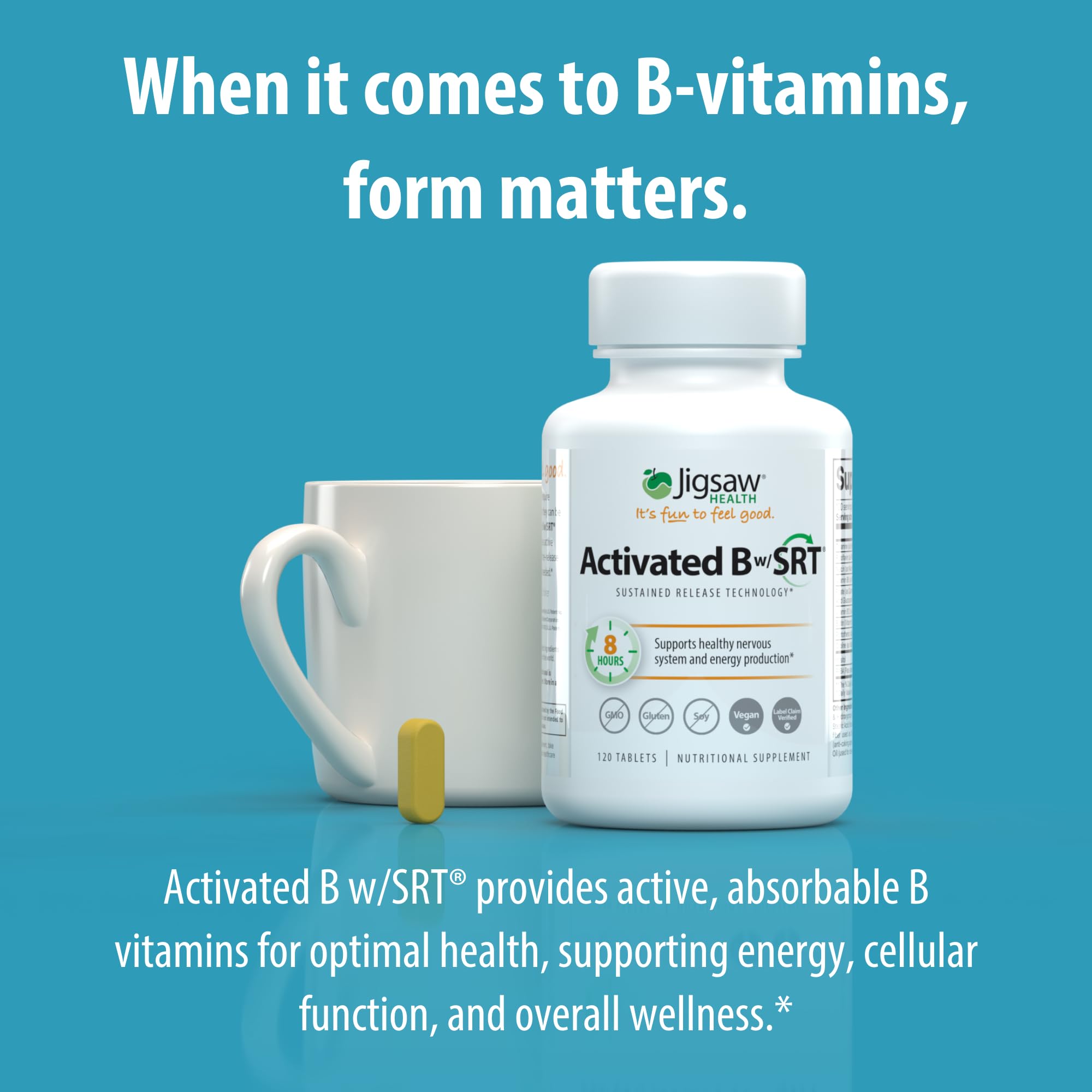 Graphic showing active B vitamin forms used in Activated B w/SRT