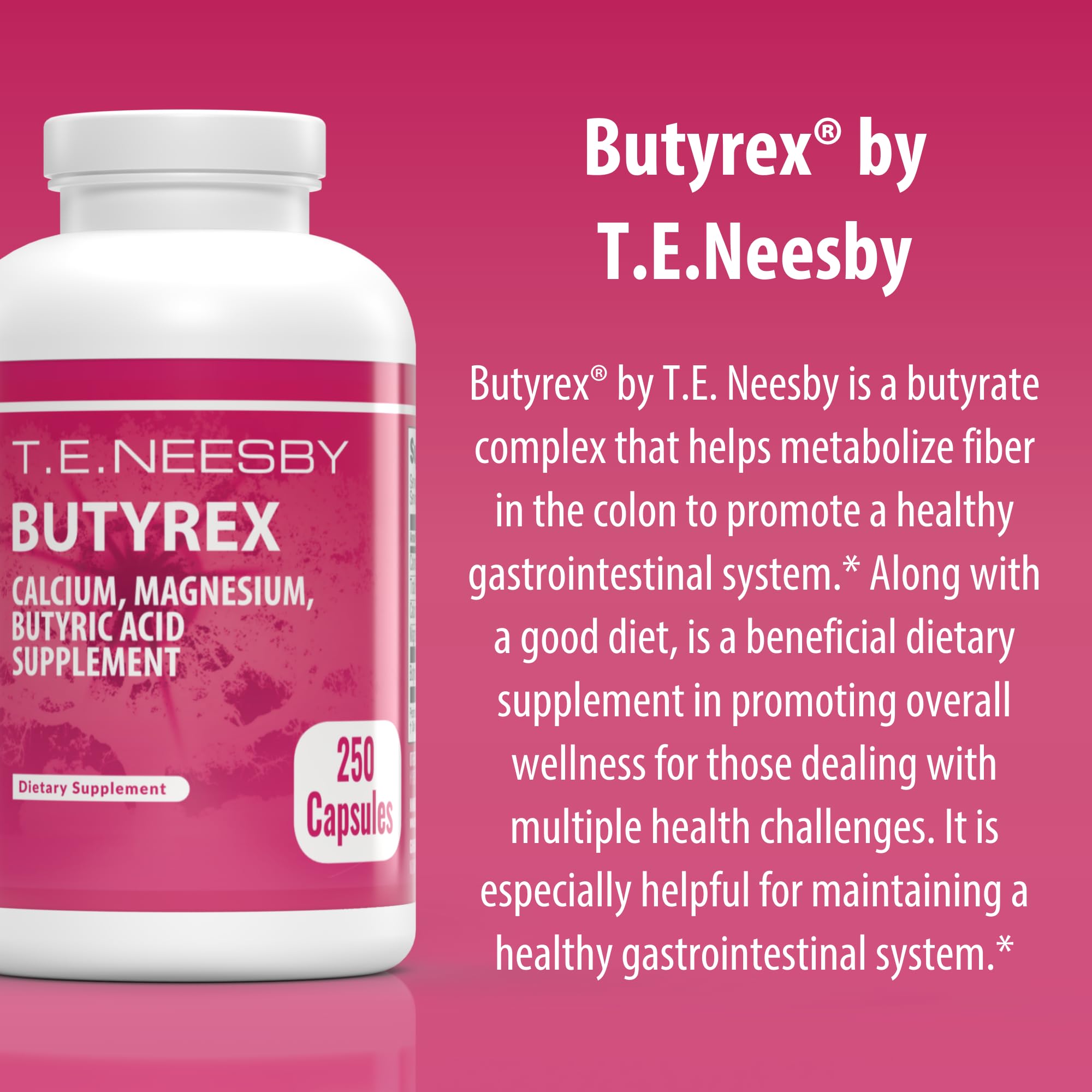 Front view of Butyrex packaging