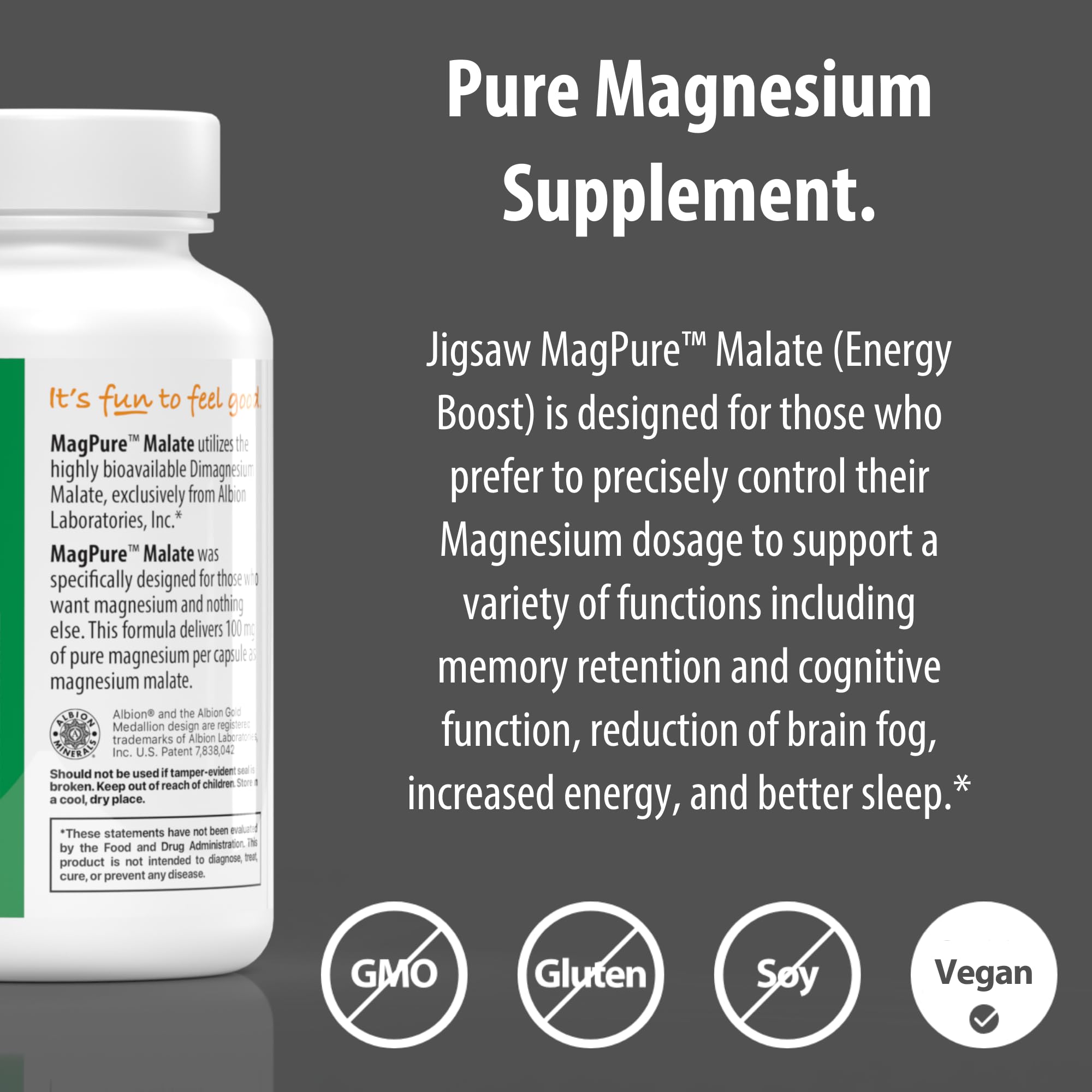 Nutrition label highlighting 100 mg elemental magnesium per capsule