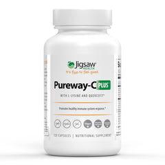 Front and side view of Jigsaw Health Pureway-C Plus bottle packaging