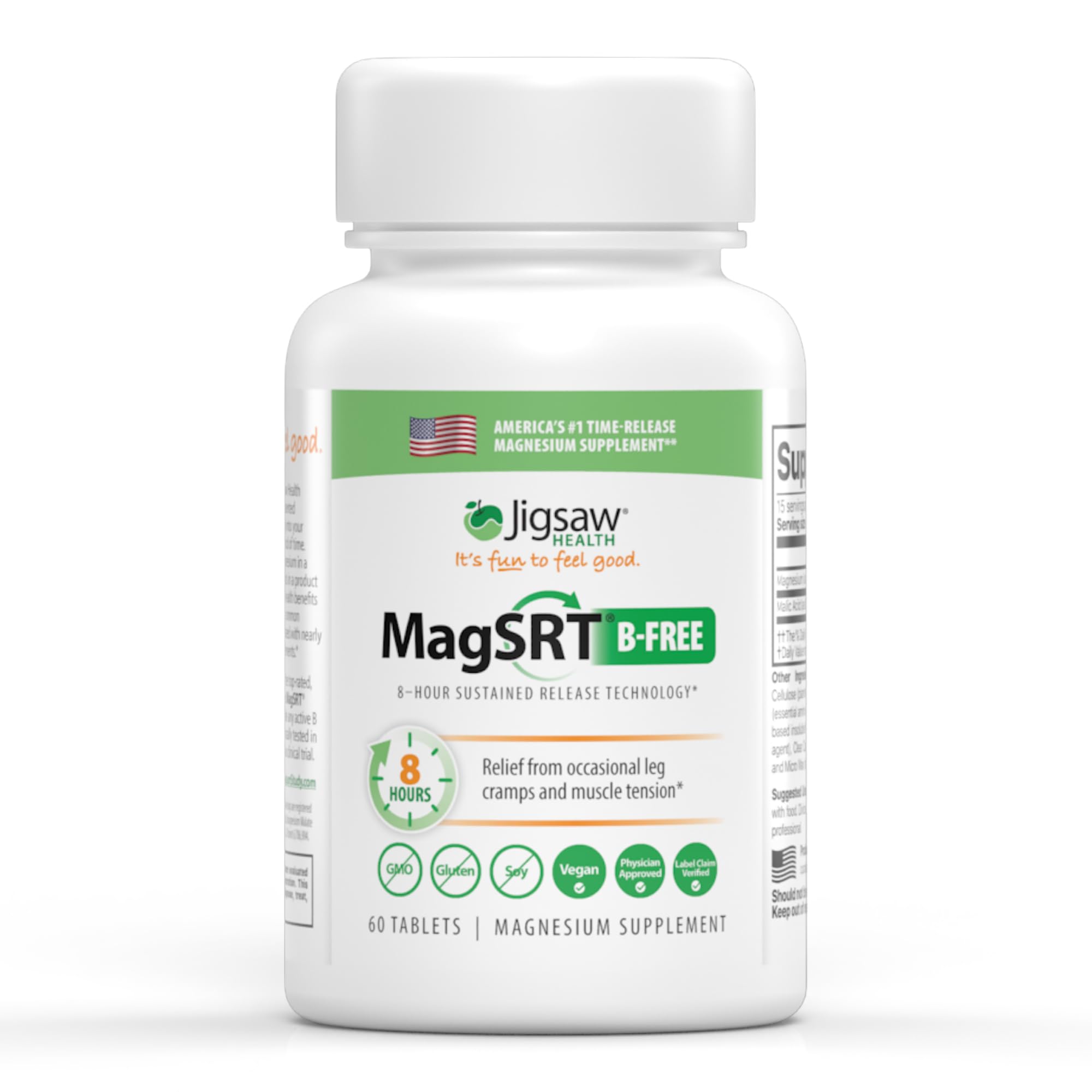 Jigsaw Health MagSRT (B-Free) magnesium tablets - front view