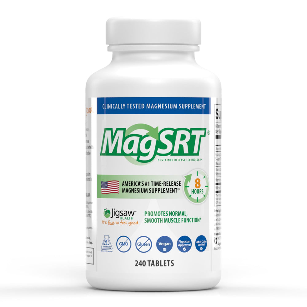Jigsaw MagSRT magnesium supplement bottle front