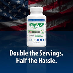 Close-up of MagSRT magnesium tablets