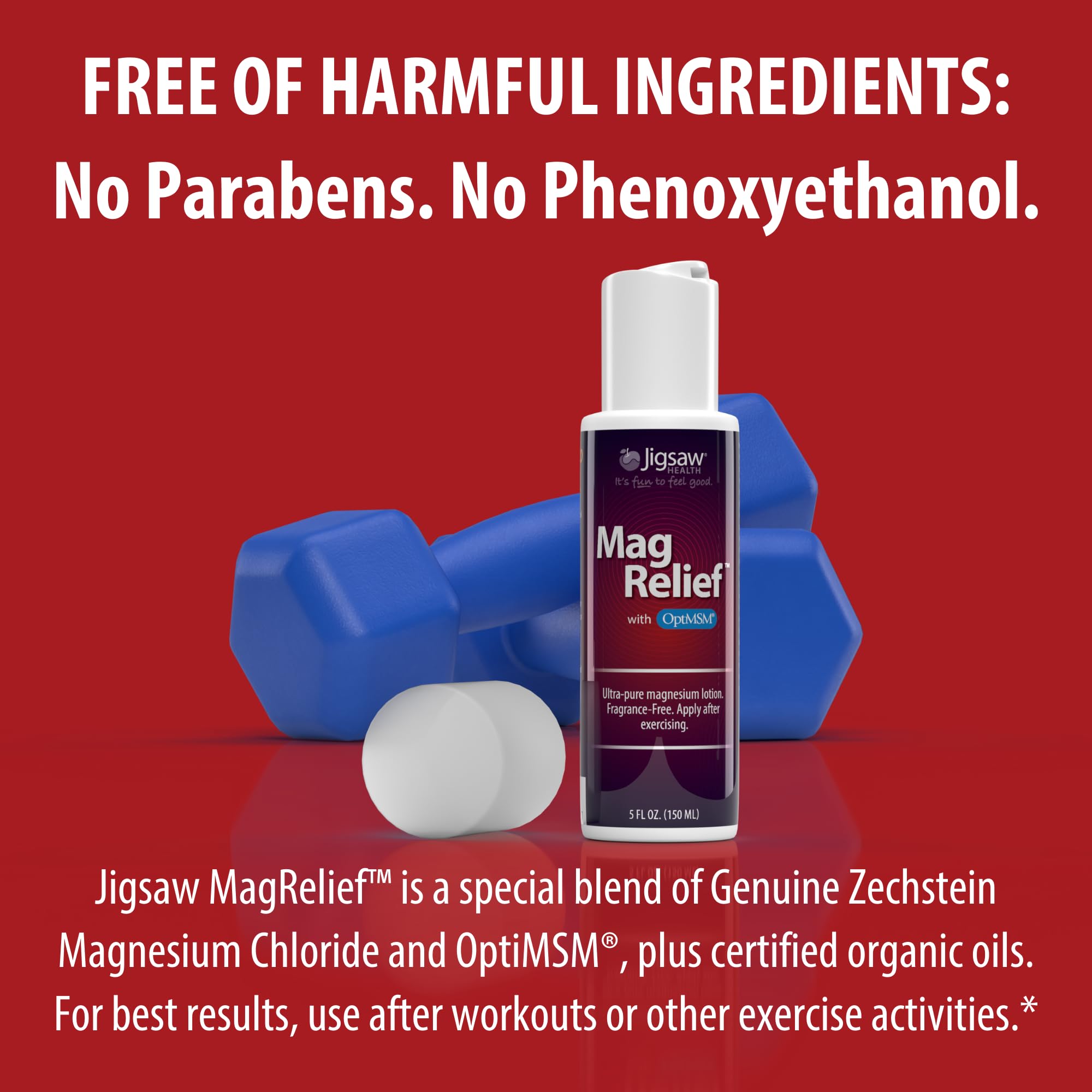 Fragrance-free label on MagRelief magnesium lotion