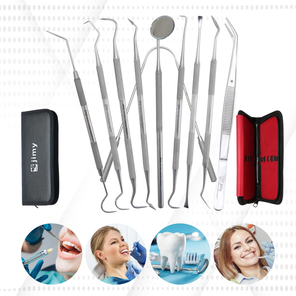 Travel case with mouth mirror and dental instruments