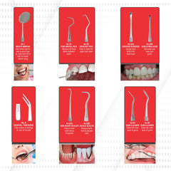 Close-up of dental scaler and tools designed for hard-to-reach areas
