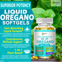 Label showing oregano oil, black seed oil and herbal ingredients