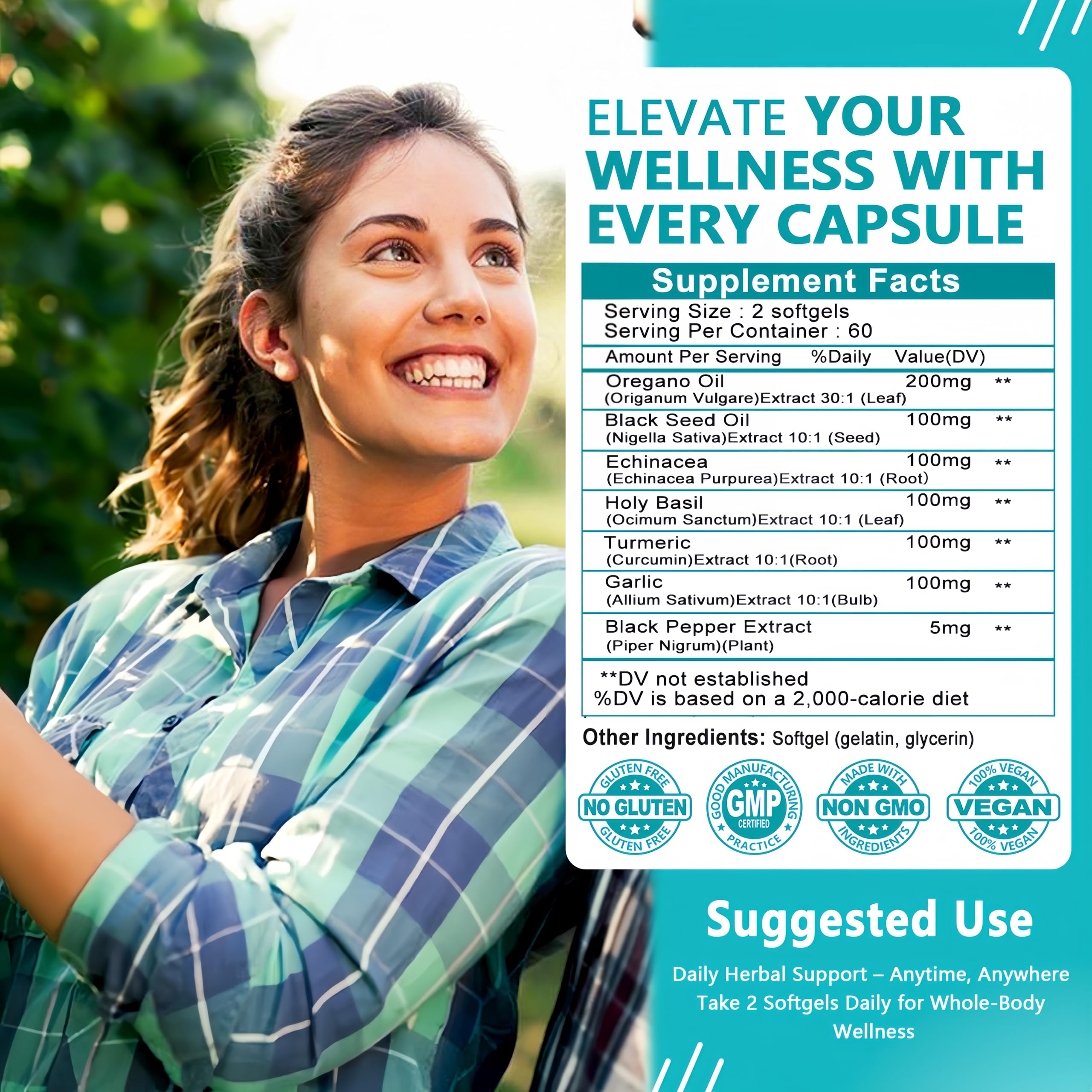 Seasonal defense and antioxidant support imagery on bottle