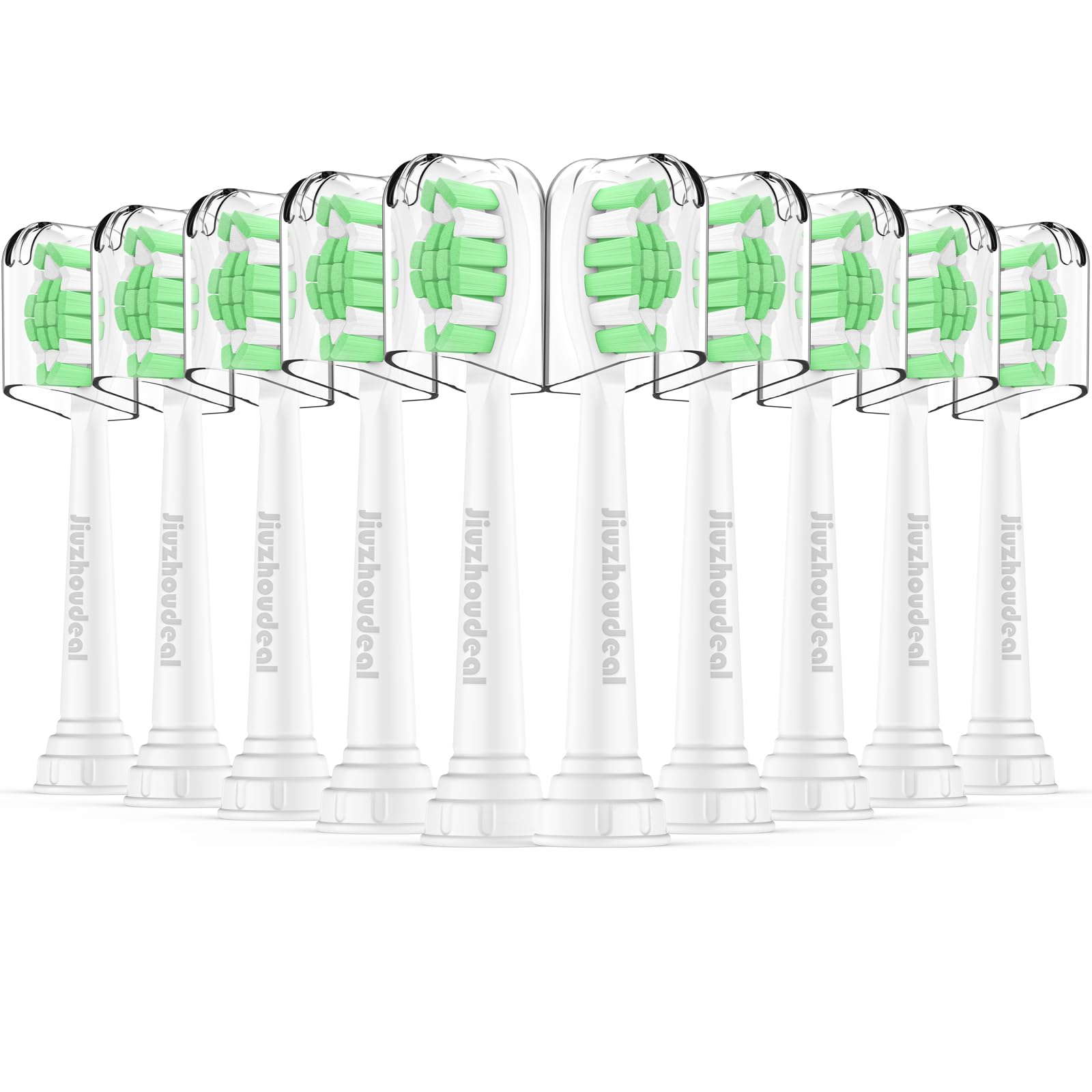 Jiuzhoudeal replacement heads for Philips Sonicare - 10-pack white, compatible with DiamondClean and more