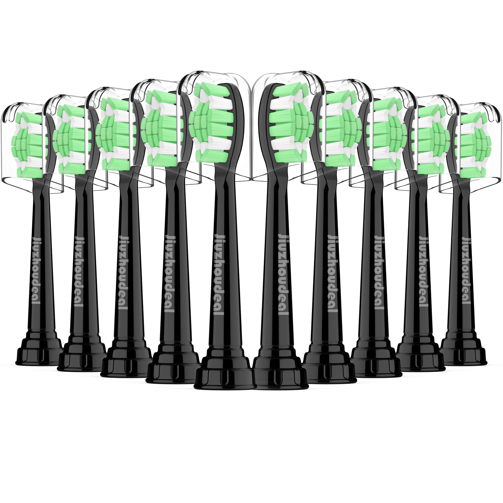 Jiuzhoudeal replacement heads for Philips Sonicare – 10-pack, black