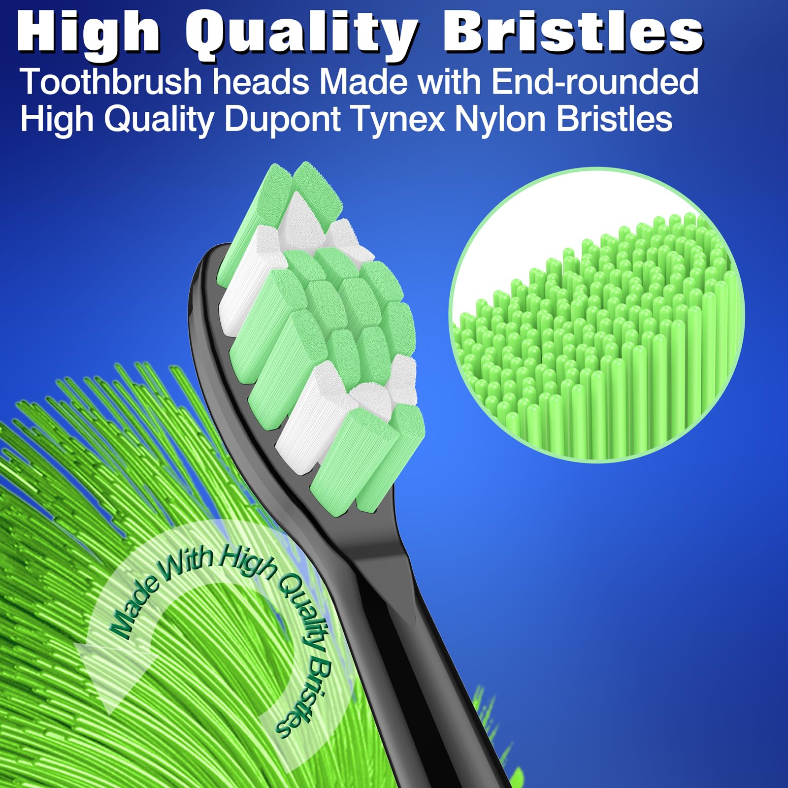 End-rounded bristles for gentle brushing