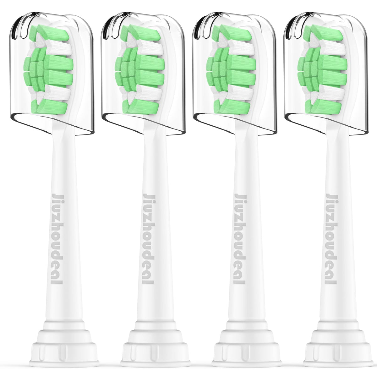 Jiuzhoudeal replacement head for Philips Sonicare – 4-pack, white, front view