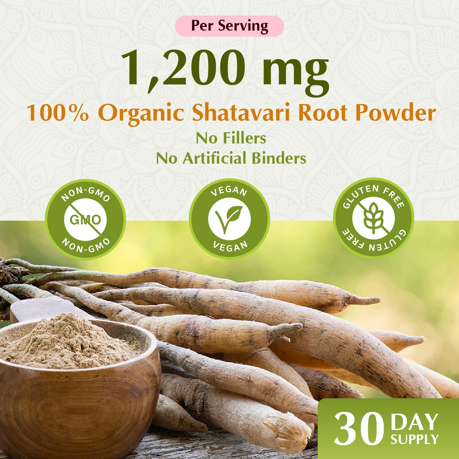 Organic Shatavari root powder illustration