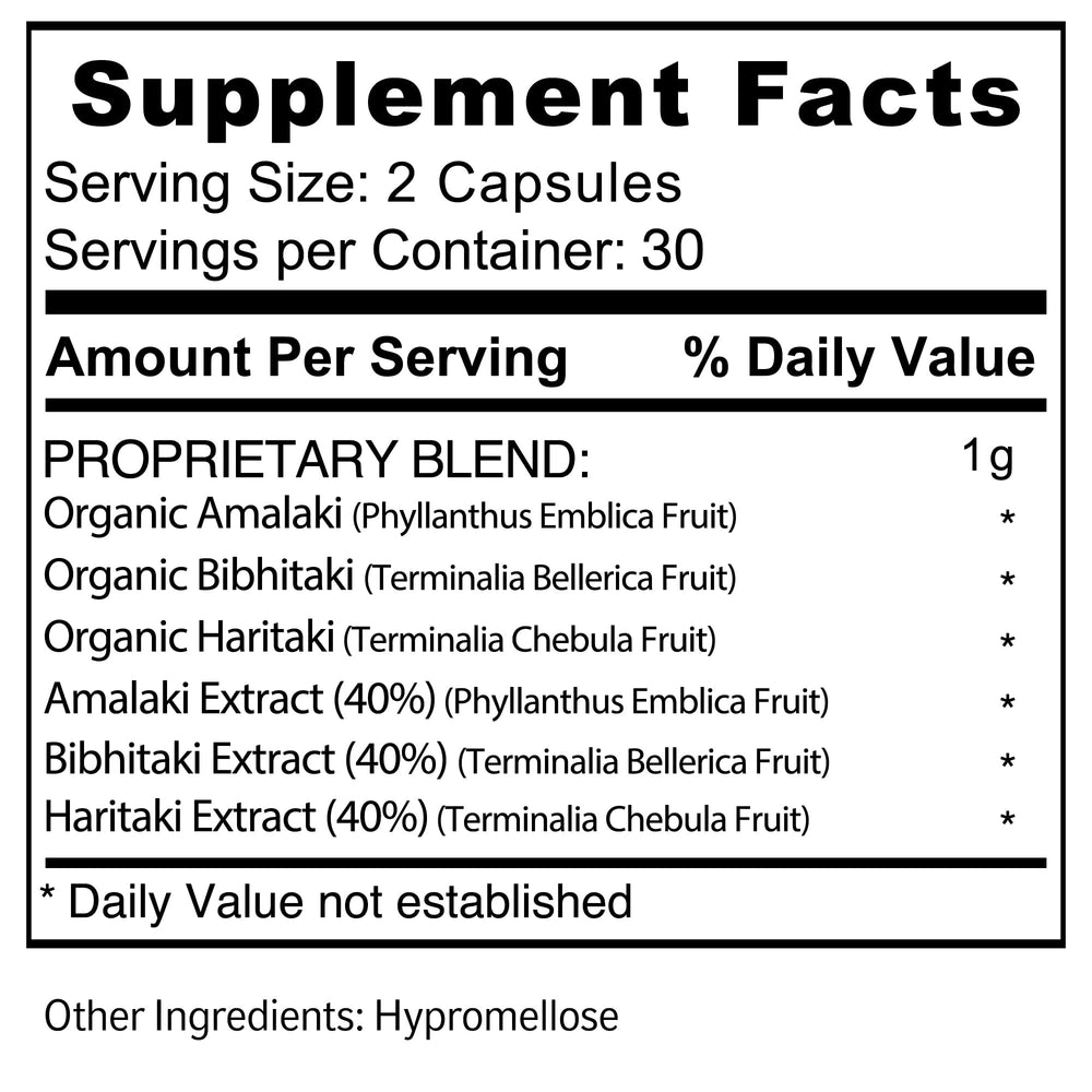 Made in the USA Triphala supplement bottle
