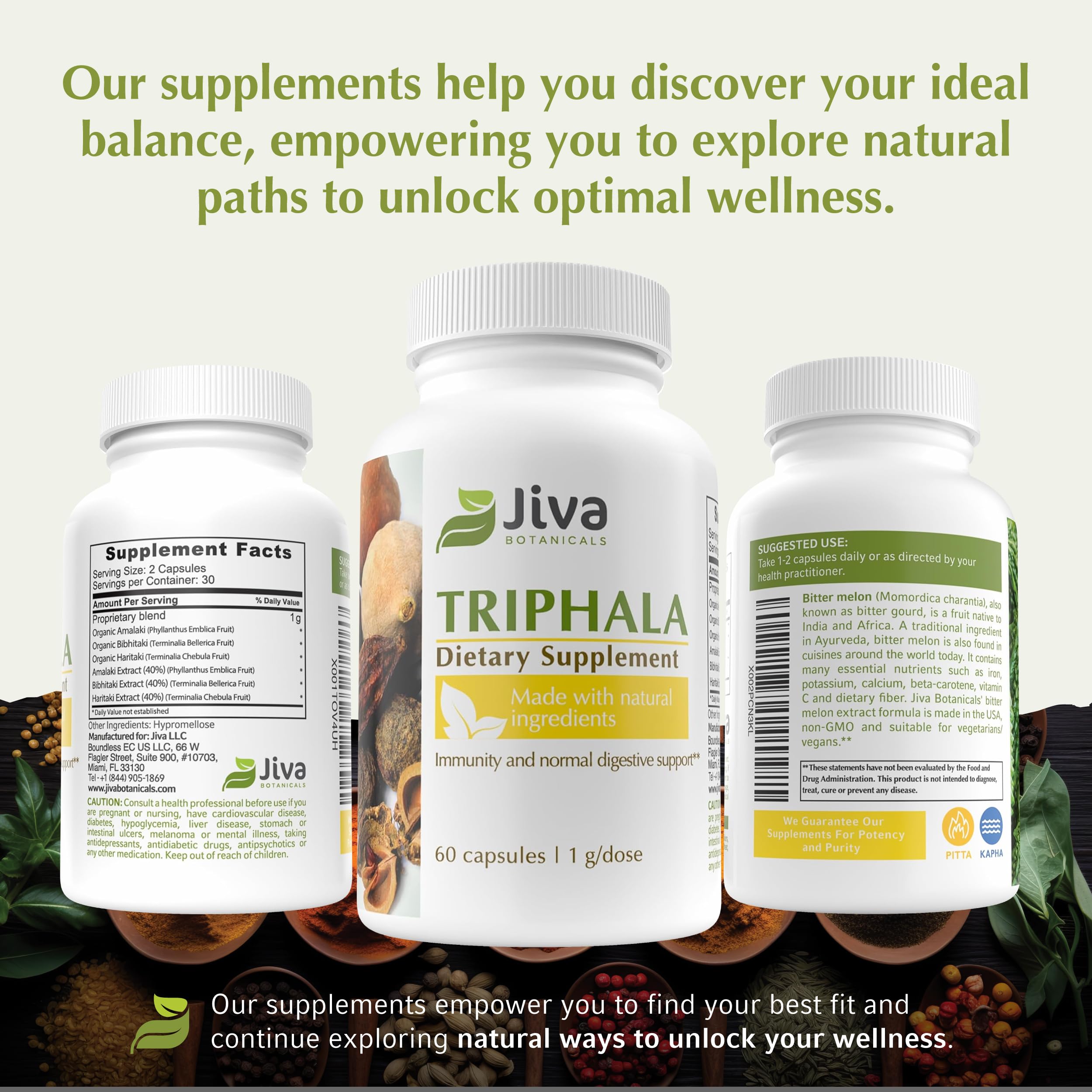 Vegan-friendly, GMO-free Triphala capsules