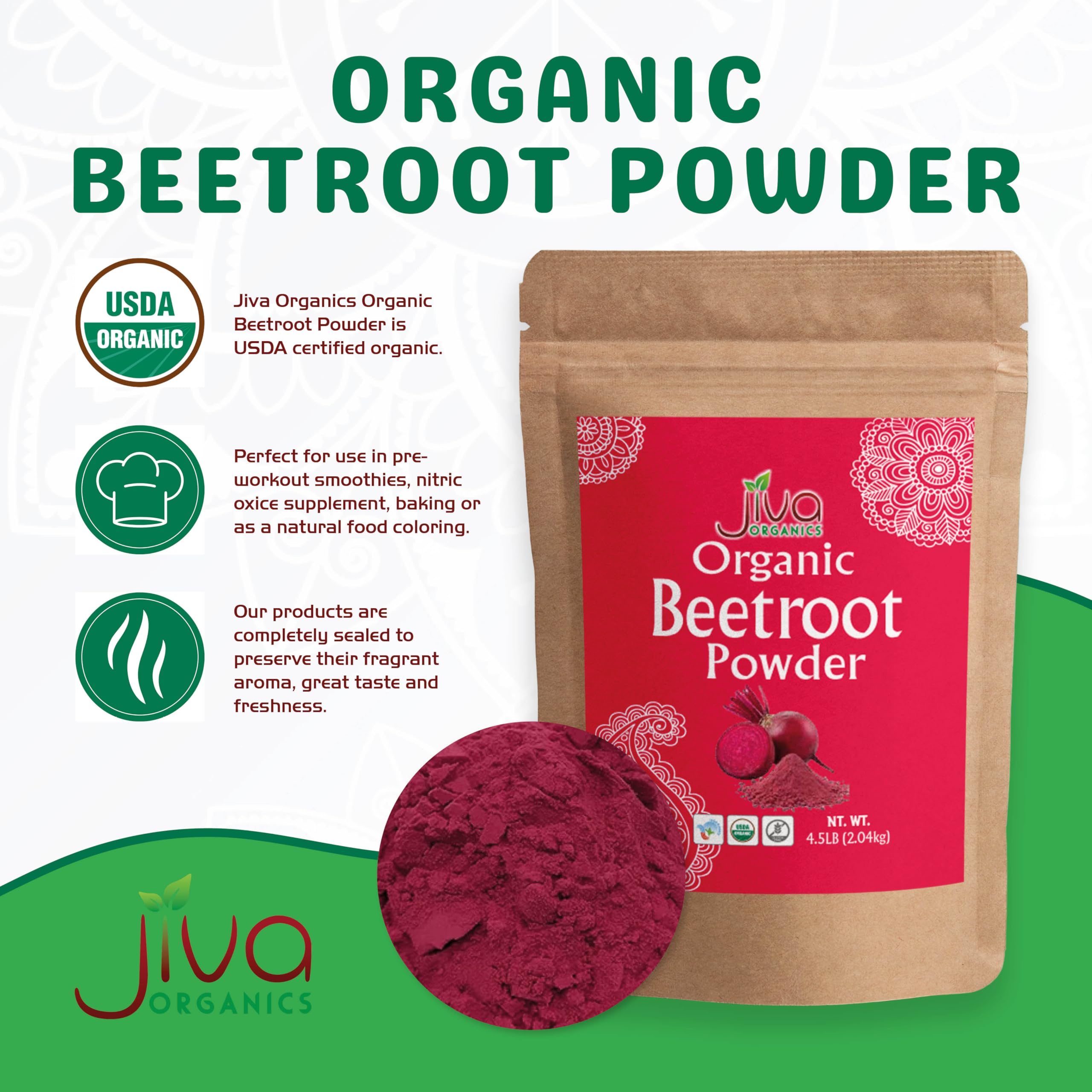 Jiva Organics beet powder smoothie blend for refreshing drinks