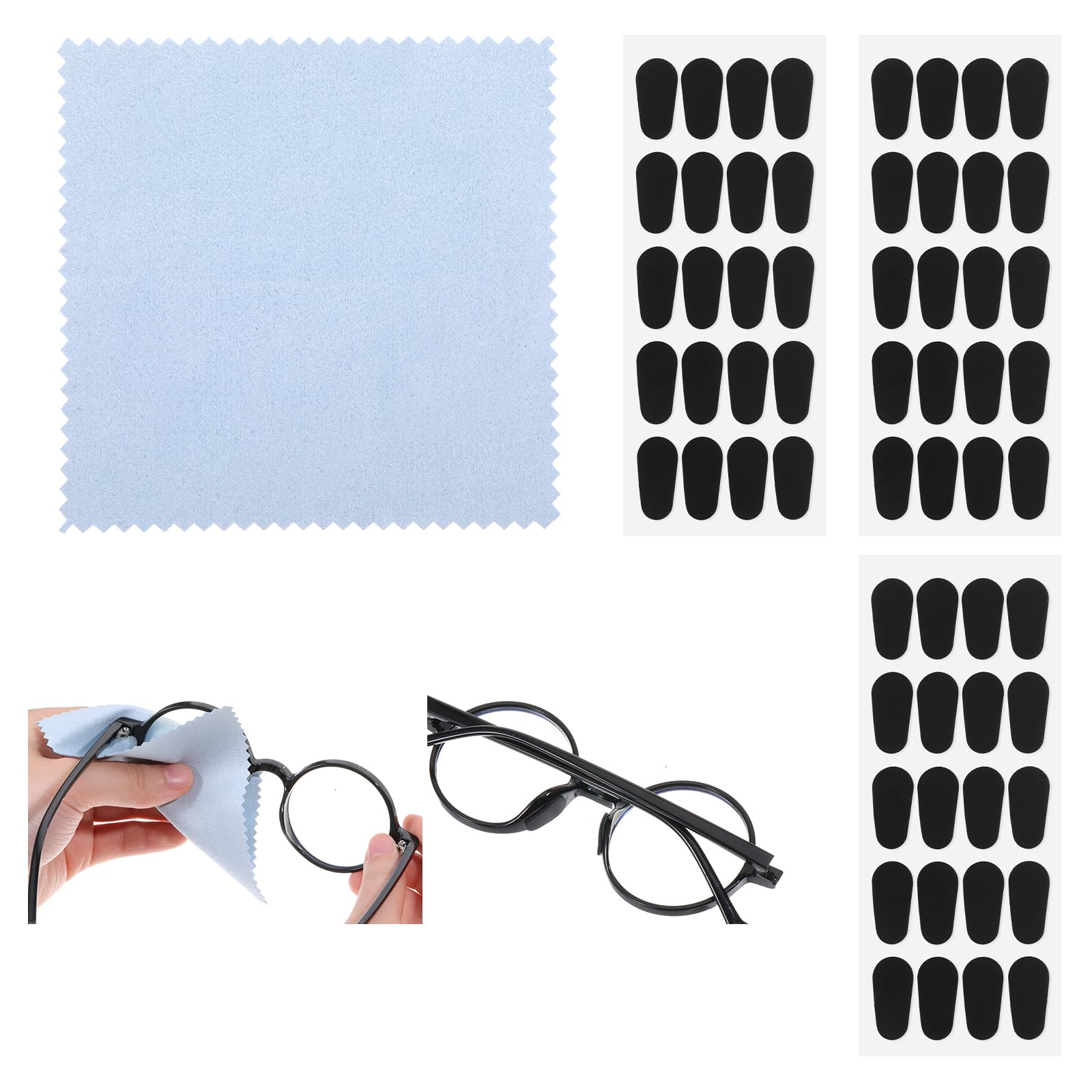JIYIN 30 pairs of black silicone nose pads for glasses