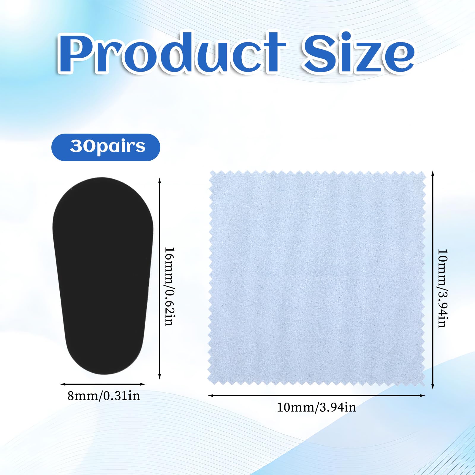 Anti-slip silicone nose pads, 1mm thick