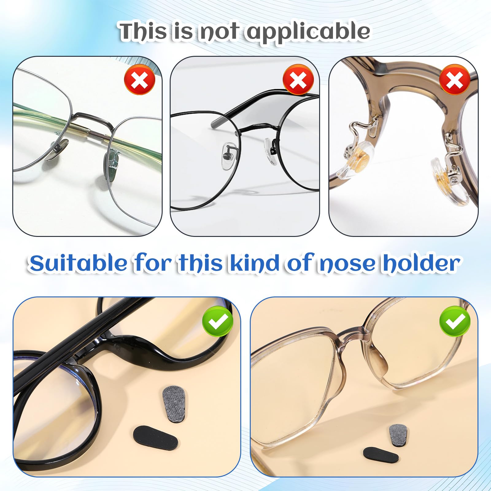 Close-up of soft silicone eyeglass nose pads