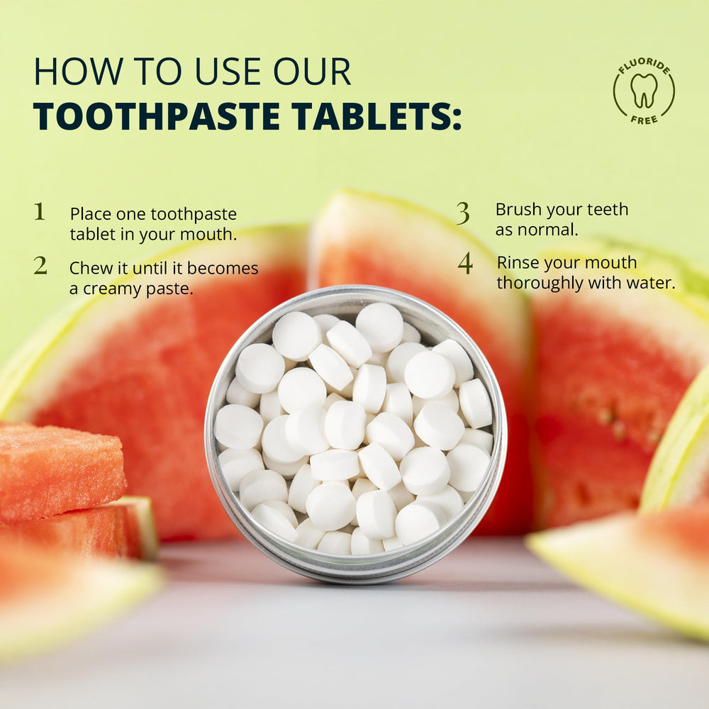 Strawberry flavored toothpaste tablets by J&L Naturals