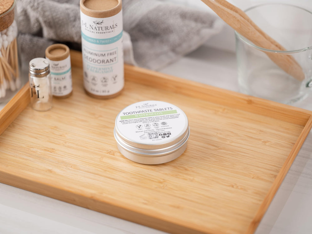 Vegan and cruelty-free toothpaste tablets by J&L Naturals