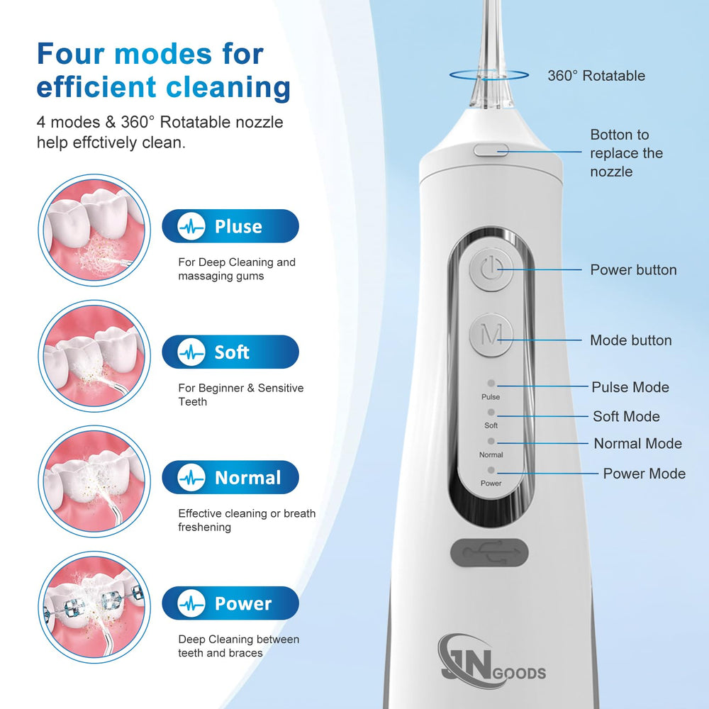 4-mode cordless dental flosser for daily cleaning
