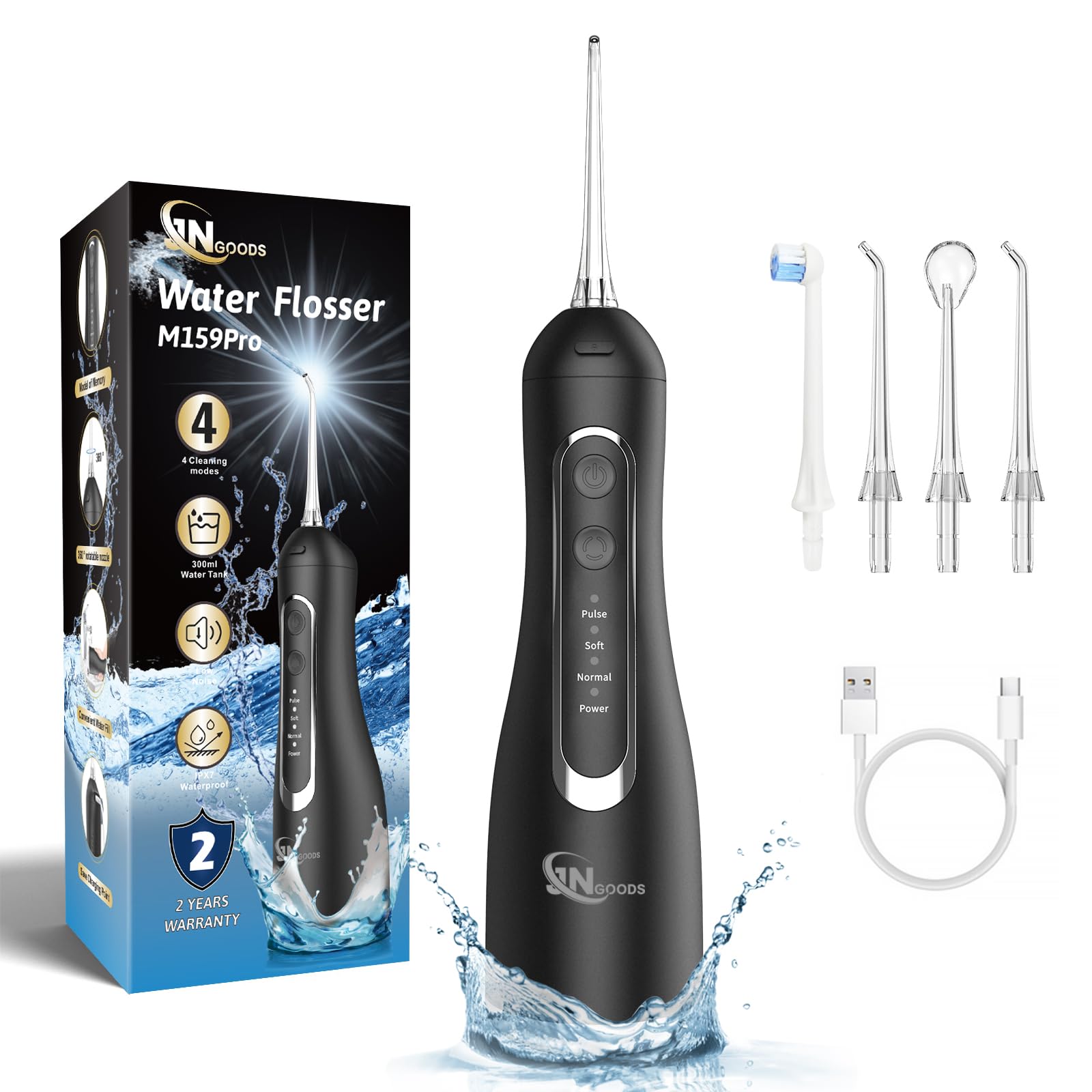 JNGOODS Cordless Water Flosser 300ml front view