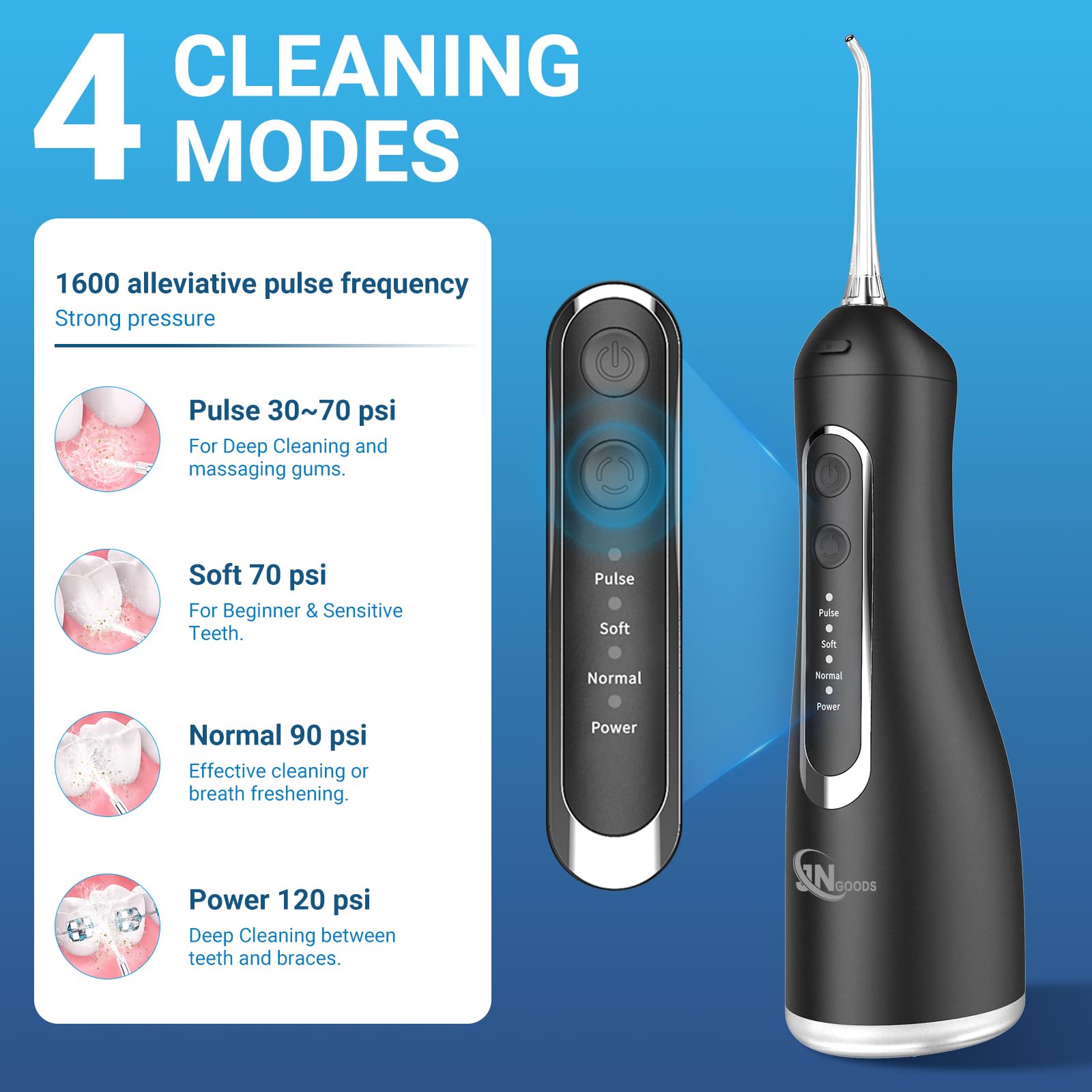 JNGOODS Cordless Water Flosser 300ml side view