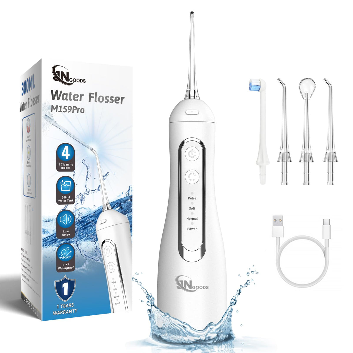 JNGOODS cordless water flosser white body image