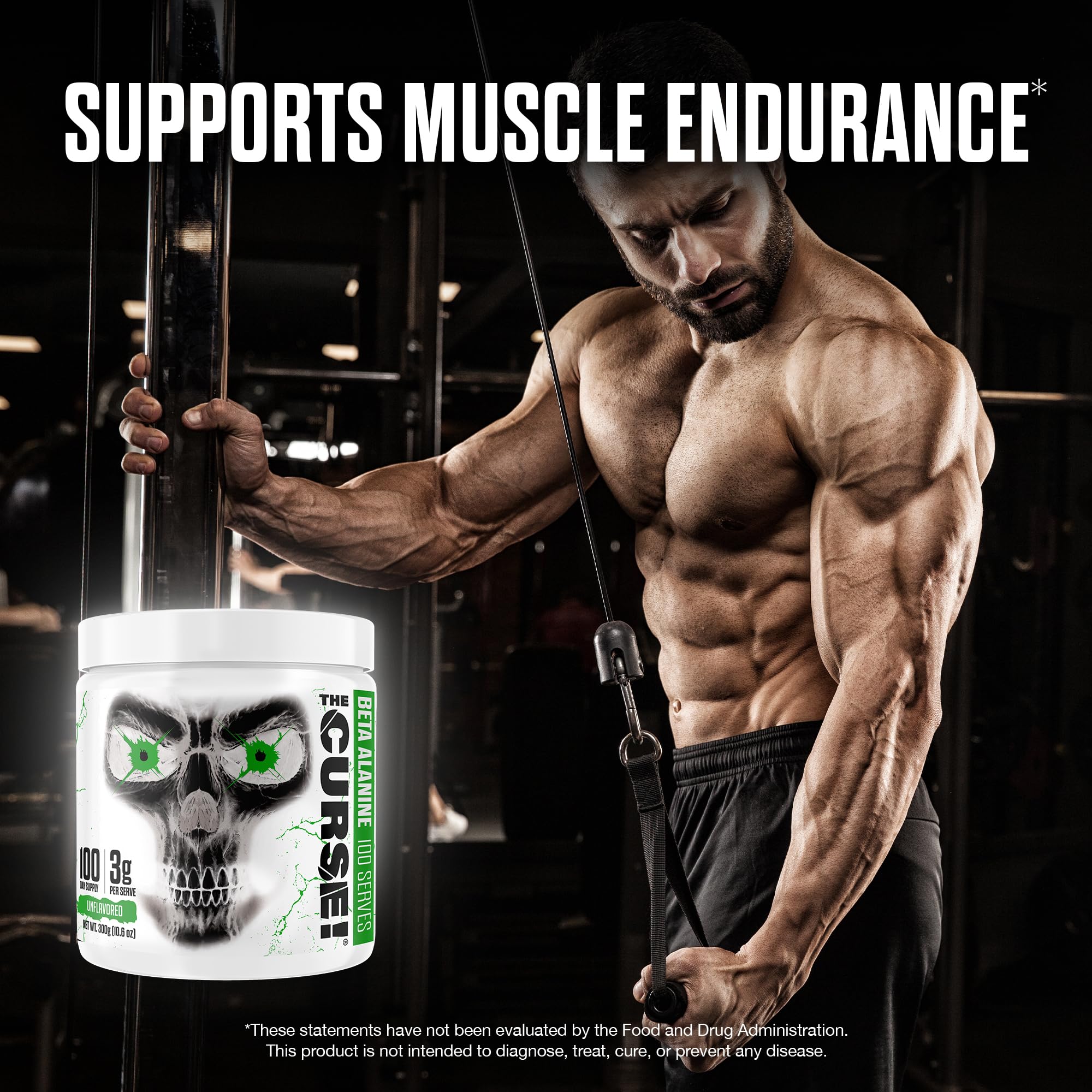 JNX Sports The Curse Beta Alanine ingredients highlight non-GMO and vegan-friendly formula.