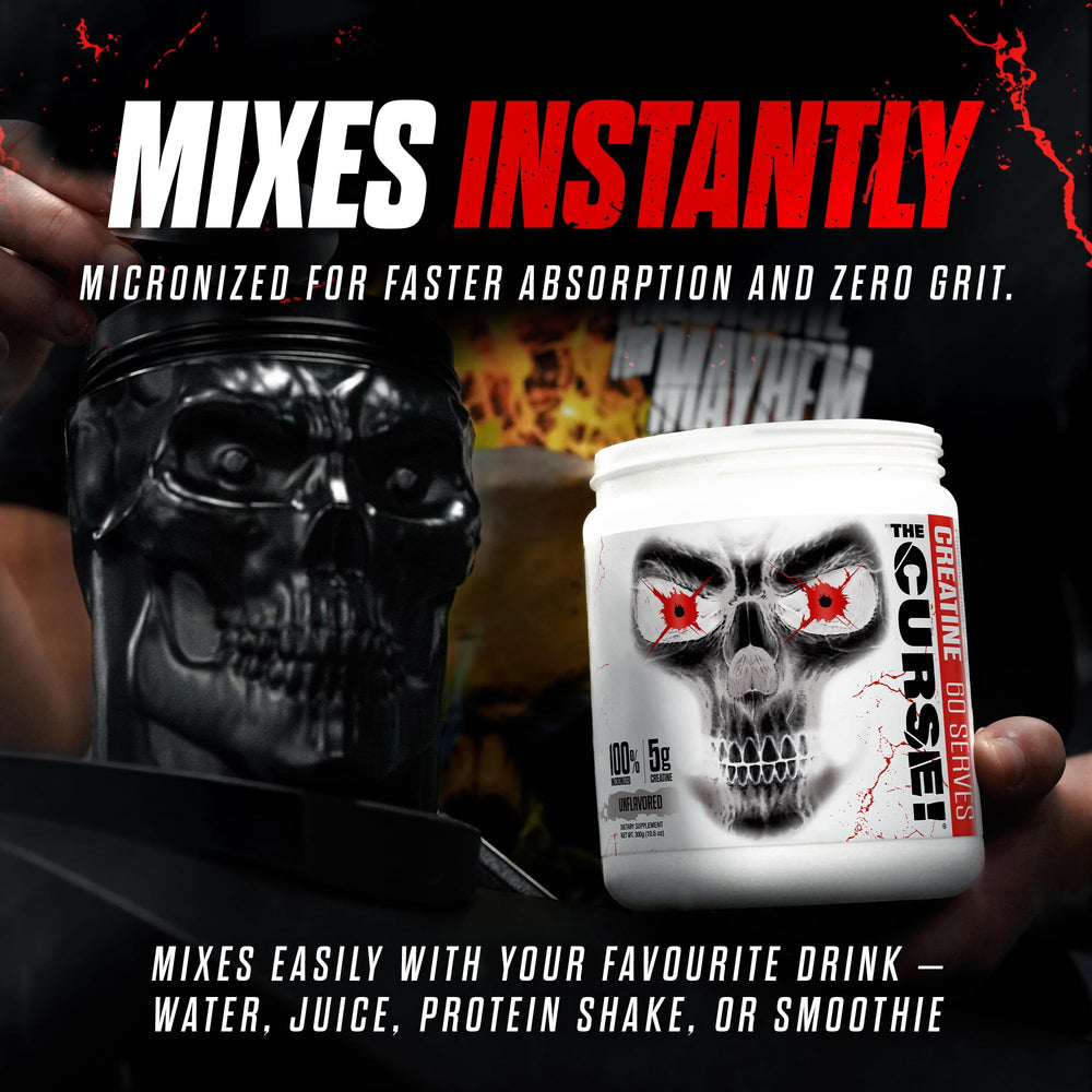 Measuring scoop included with The Curse Creatine Monohydrate powder