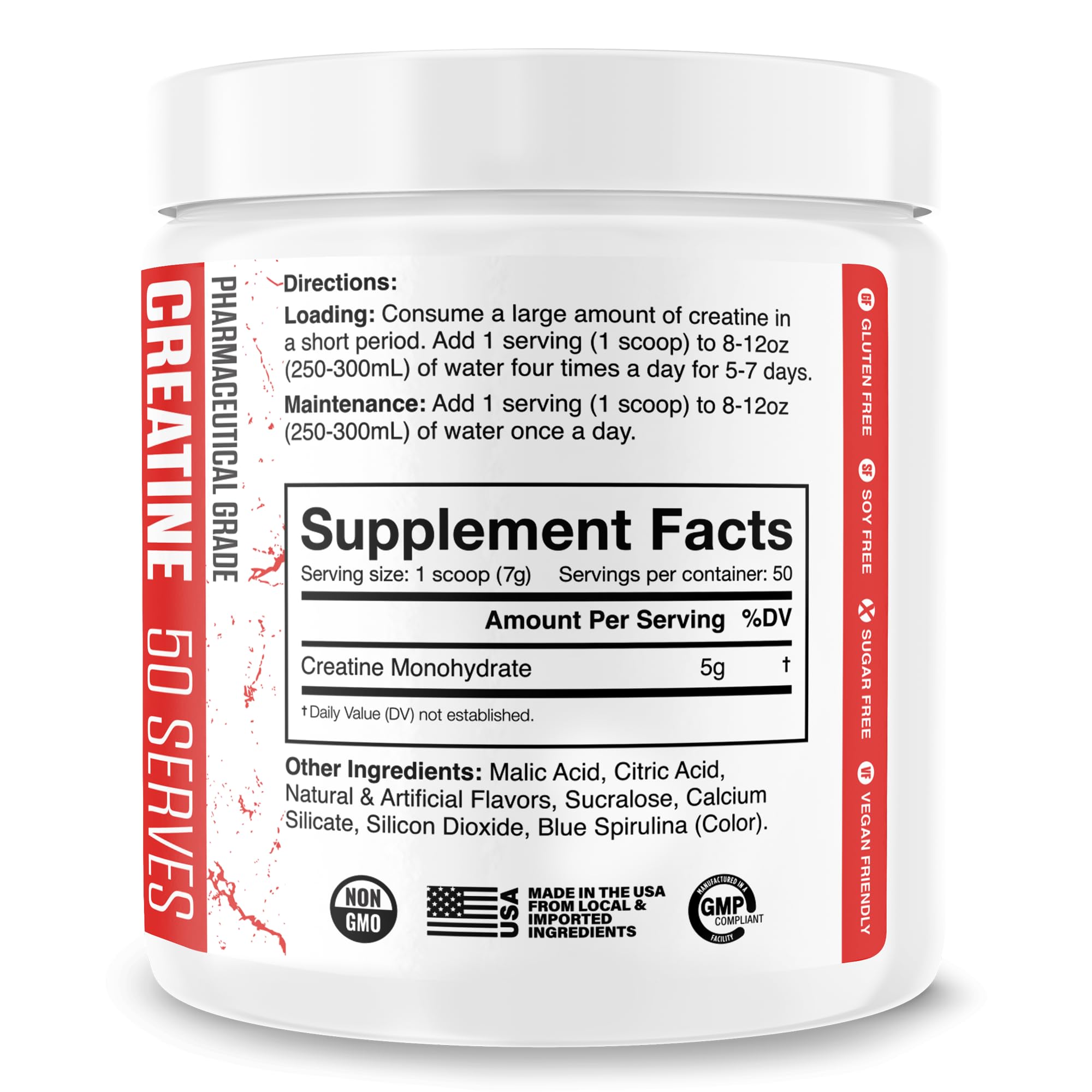 Close-up of product label showing 5g per serving