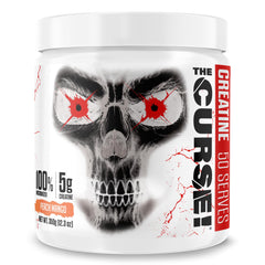 Front view of JNX SPORTS The Curse Creatine Monohydrate Peach Mango container
