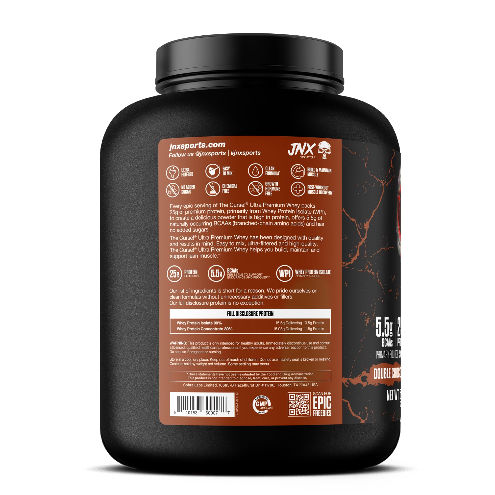 JNX SPORTS The Curse Ultra Premium Whey scoop—easy, quick protein intake after workouts.