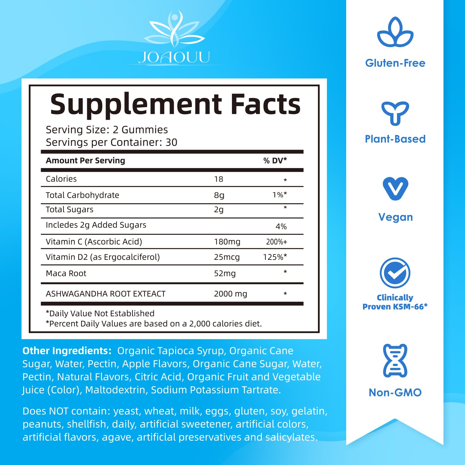 Vegan, non-GMO, gluten-free and gelatin-free icons on packaging