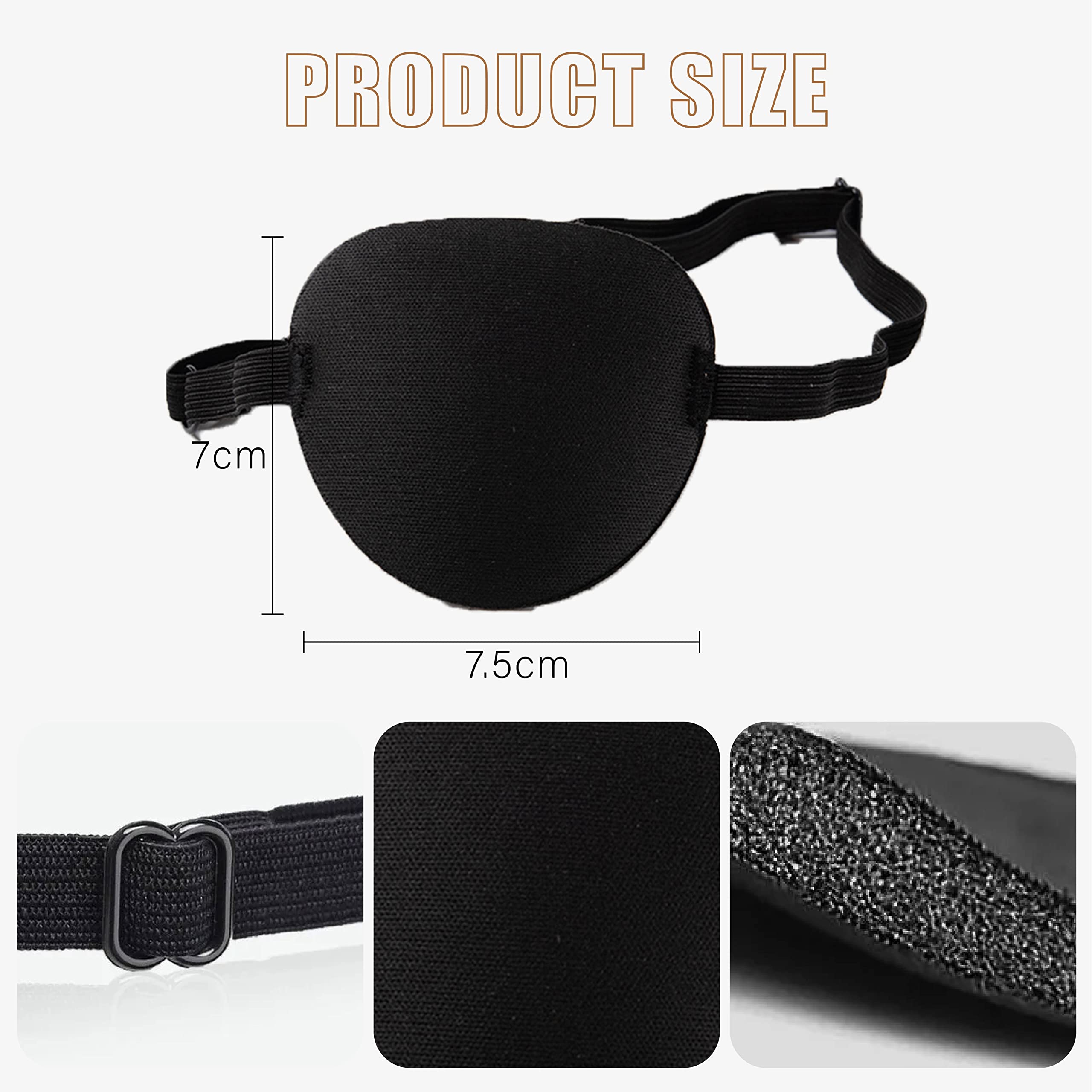 3D contoured eye patch with wide Velcro strap for comfort
