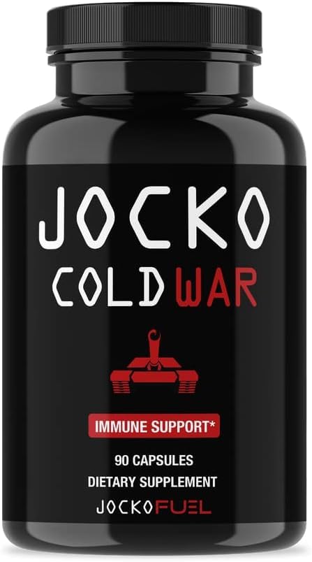 Jocko Fuel Cold War Immune Support bottle with elderberry and vitamins