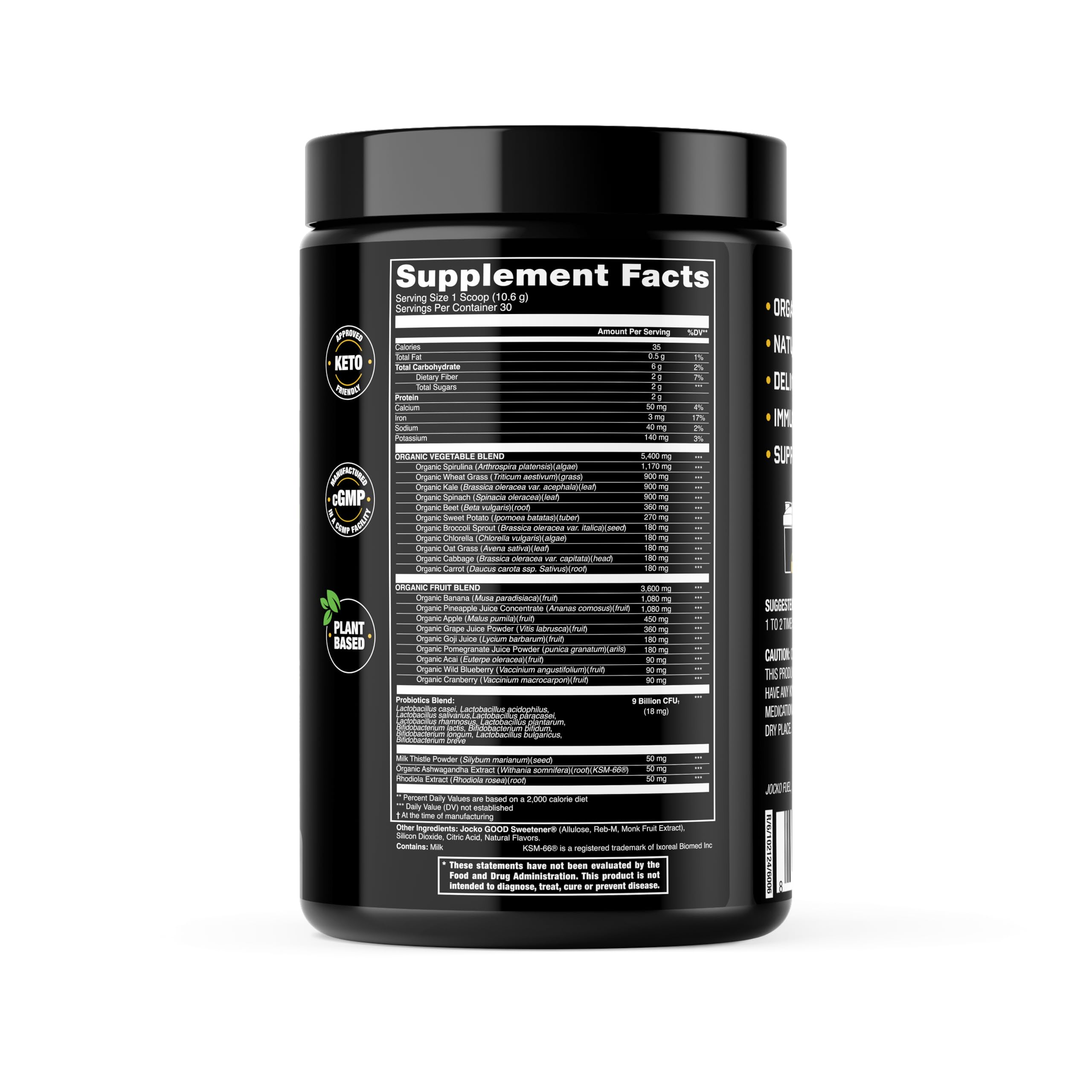 Transparent label showing exact ingredient quantities