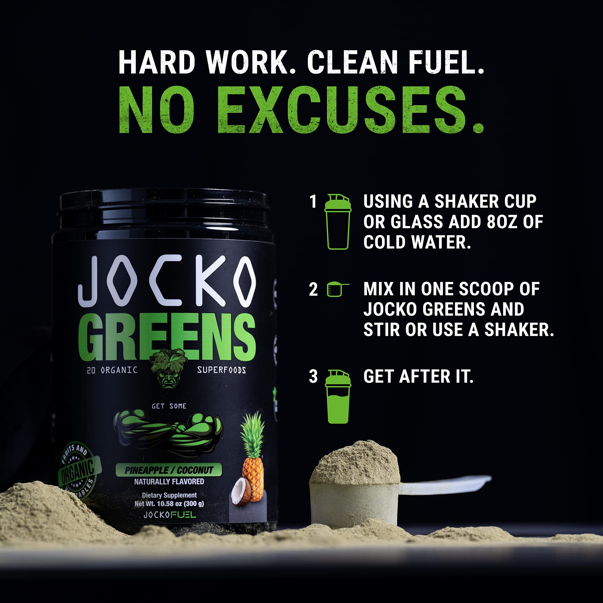 Serving scoop beside a prepared green smoothie